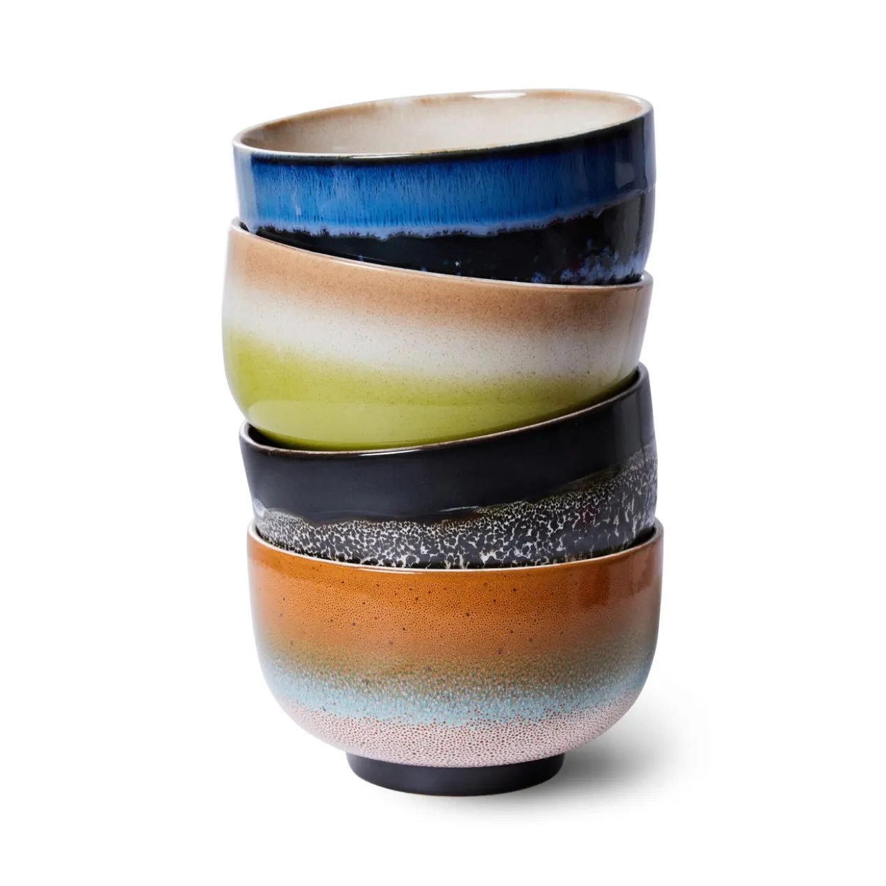 Servies 70's Ceramics Noodle schaal Groovy - set van 4