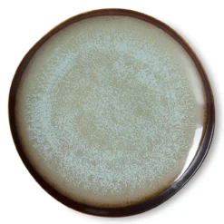 Servies 70's ceramics ontbijtbord contrast - set van 2