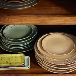 Servies 70's ceramics ontbijtbord grit - set van 2