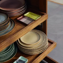 Servies 70's ceramics ontbijtbord grit - set van 2