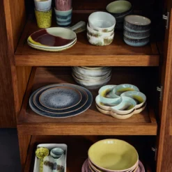 Servies 70's ceramics ontbijtbord mineral - set van 2