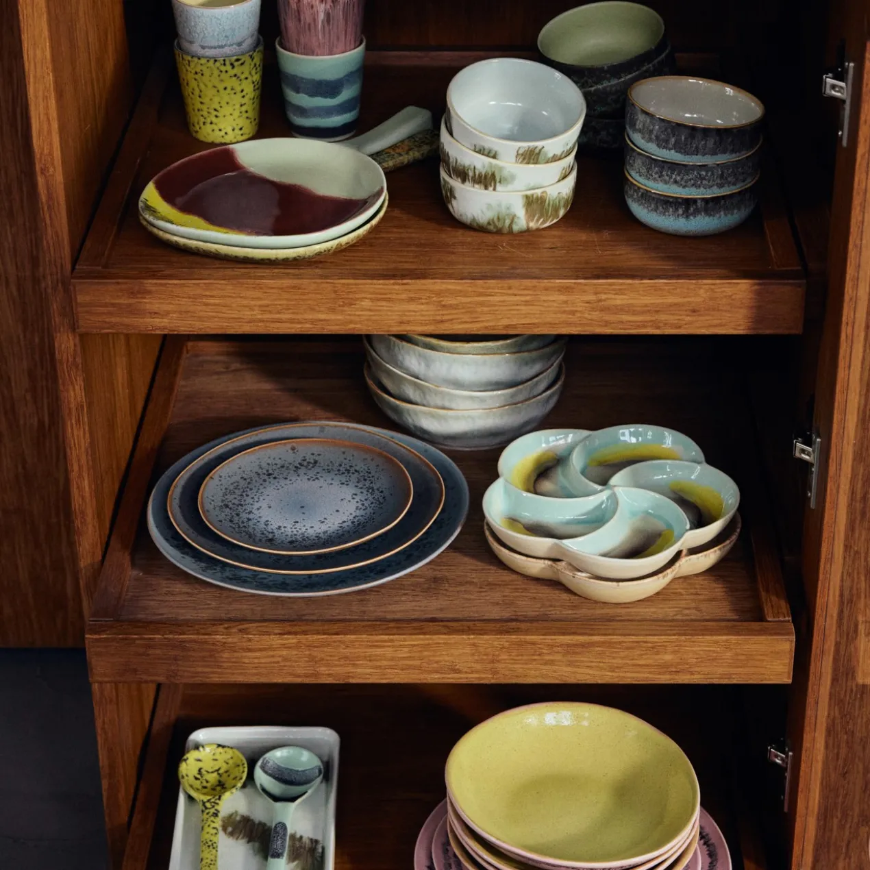 Servies 70's ceramics ontbijtbord mineral - set van 2