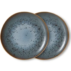 Servies 70's ceramics ontbijtbord mineral - set van 2