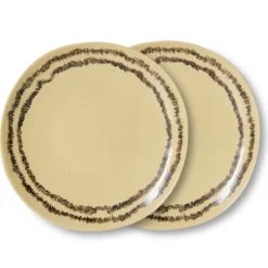 Servies 70's ceramics ontbijtbord vanilla - set van 2
