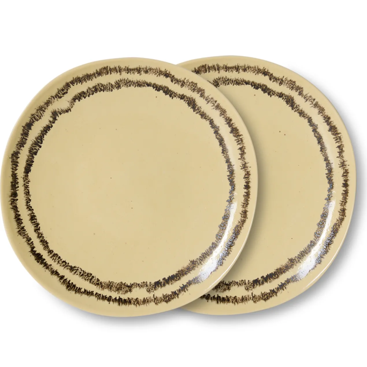 Servies 70's ceramics ontbijtbord vanilla - set van 2