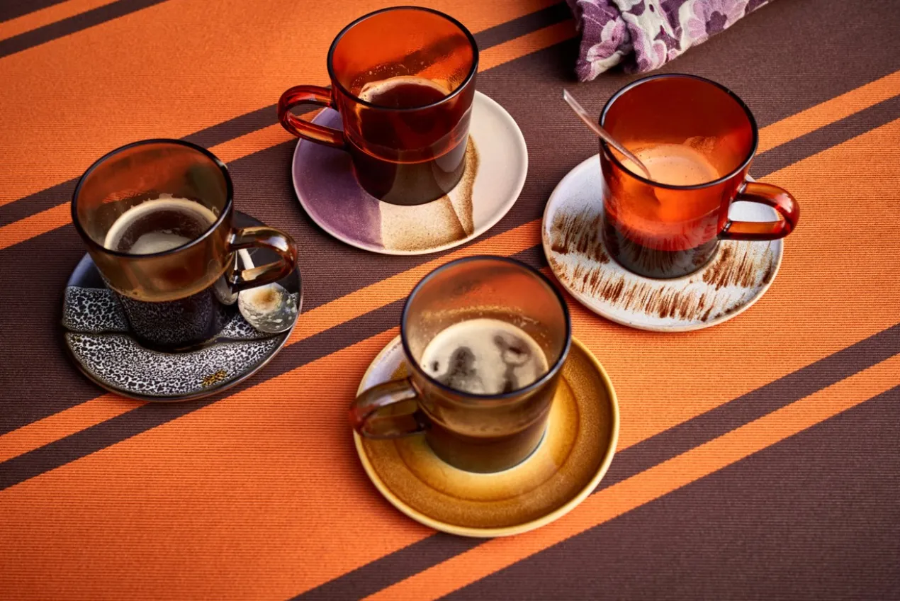 Servies 70's Ceramics saucers Big Sur