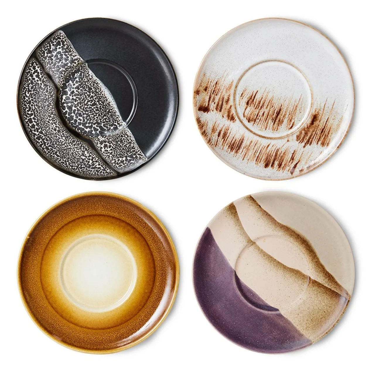 Servies 70's Ceramics saucers Big Sur