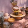 Servies 70s ceramics taartplateau L papaya