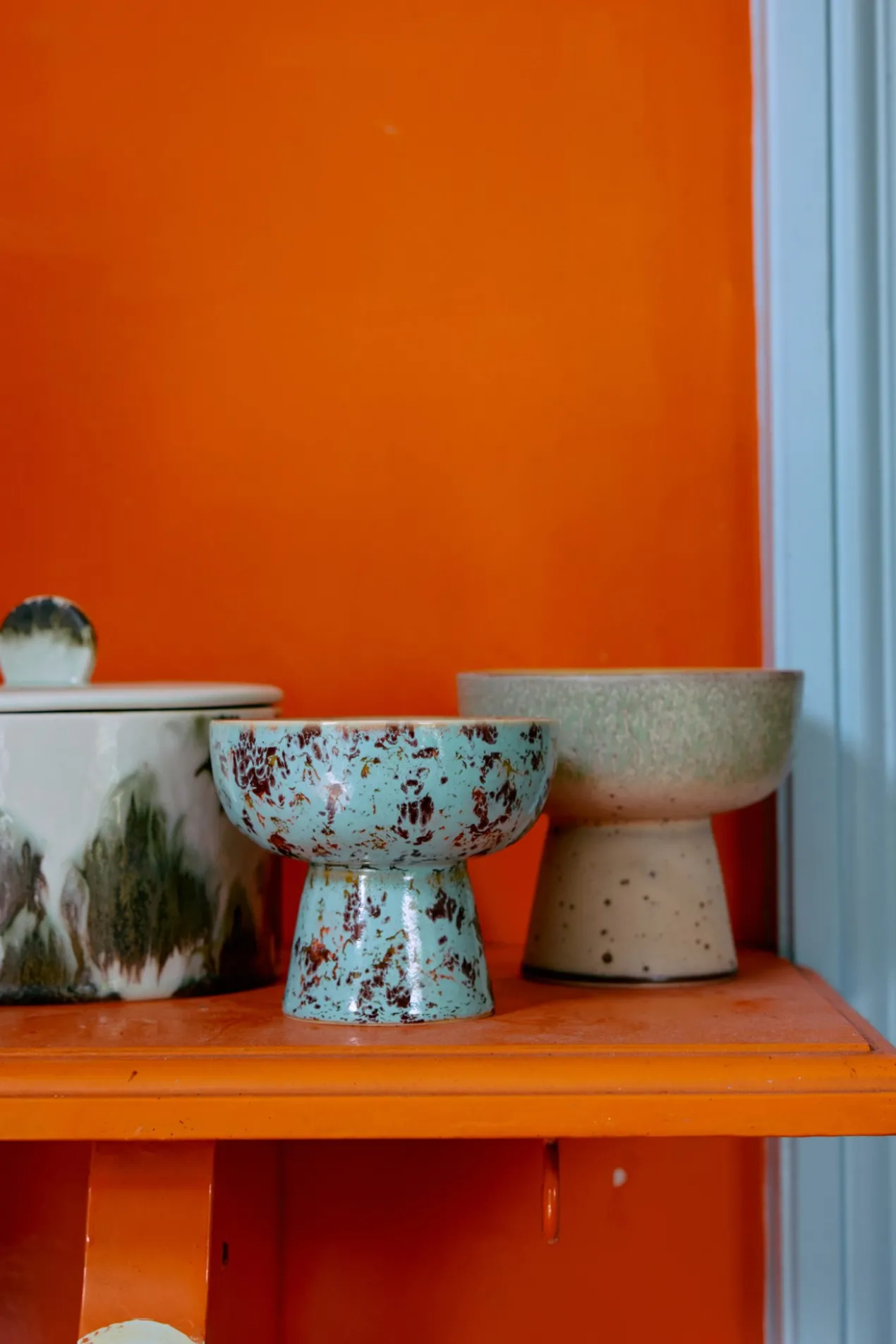 Servies 70's Ceramics tapas schaaltje op voet S patina