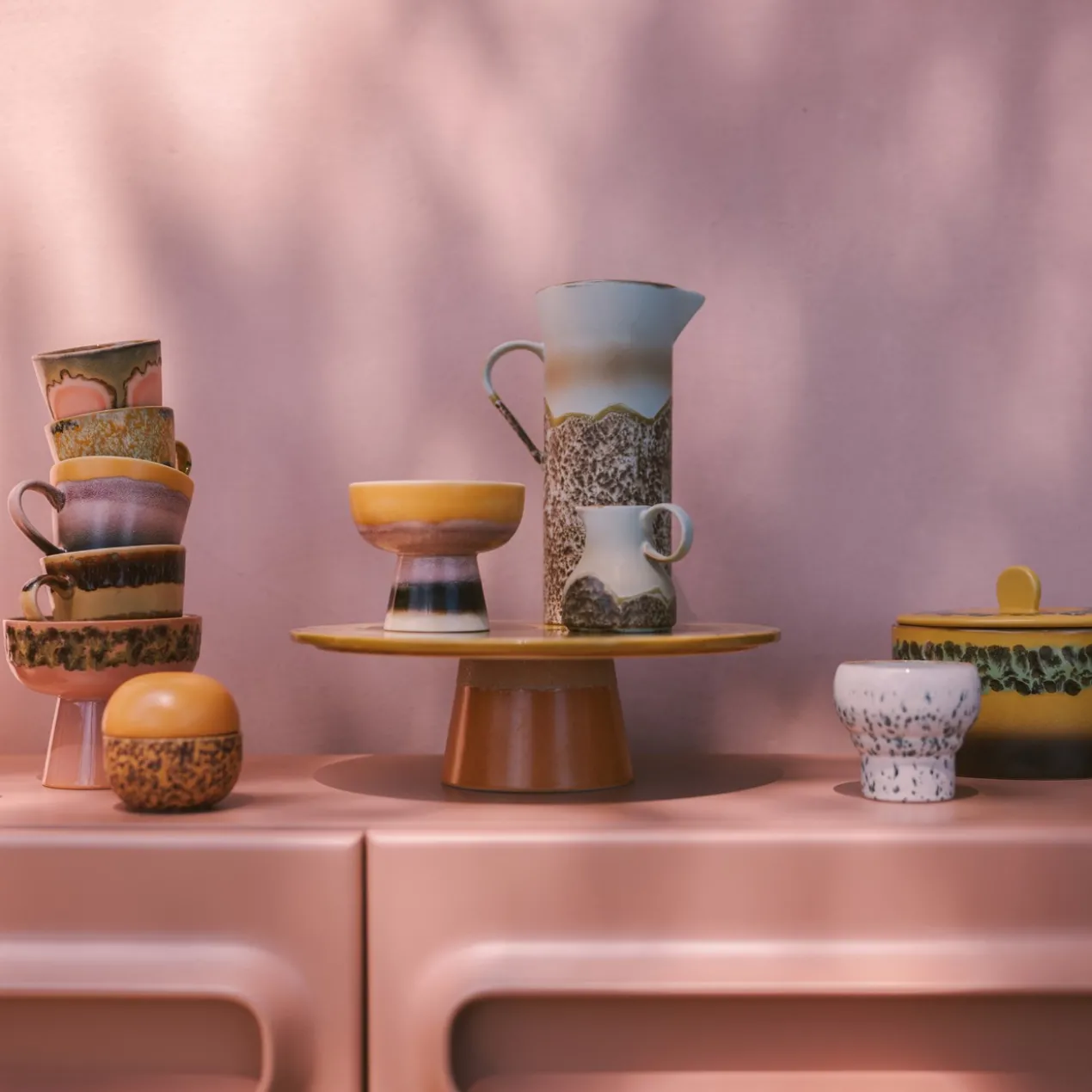 Servies 70s ceramics tapas schaal op voet S sunshade