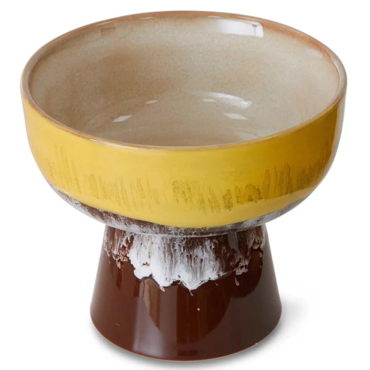 Servies 70s ceramics tapas schaal op voet L creek