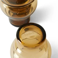 Servies 70's glassware: bulb glas amber - set van 4