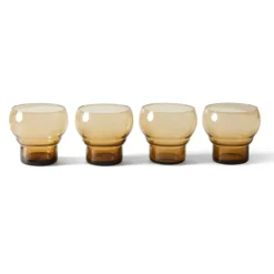 Servies 70's glassware: bulb glas amber - set van 4