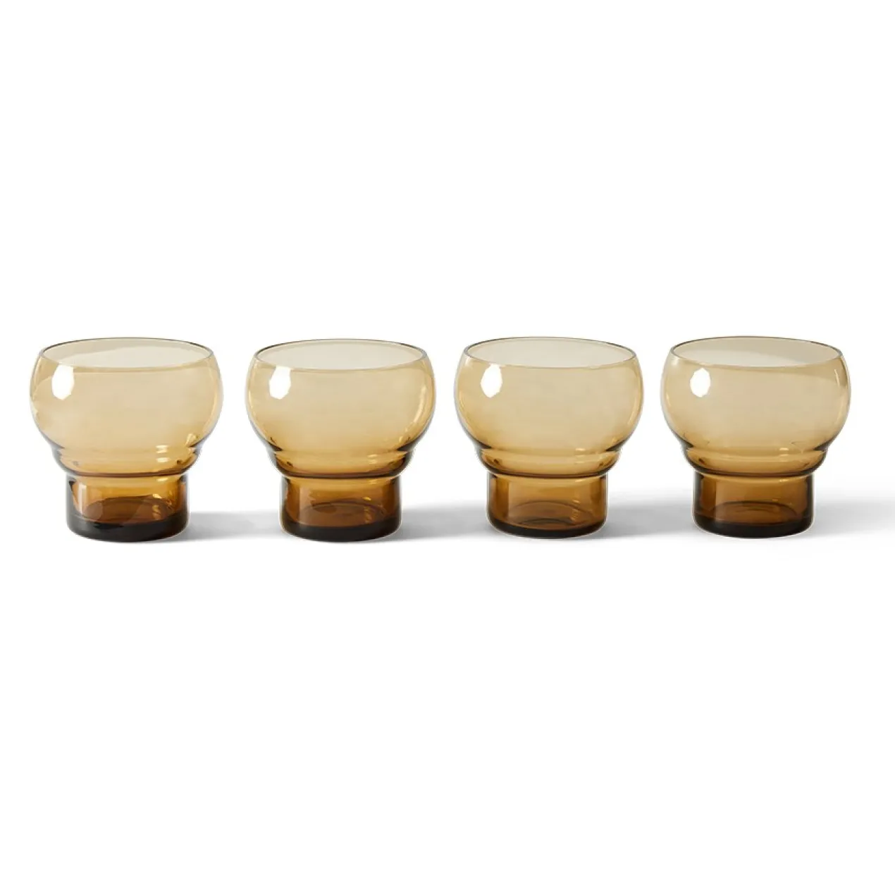Servies 70's glassware: bulb glas amber - set van 4