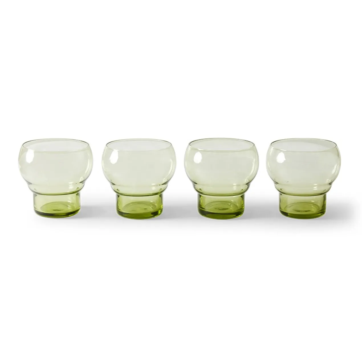 Servies 70's glassware bulb glasses mint green - set van 4