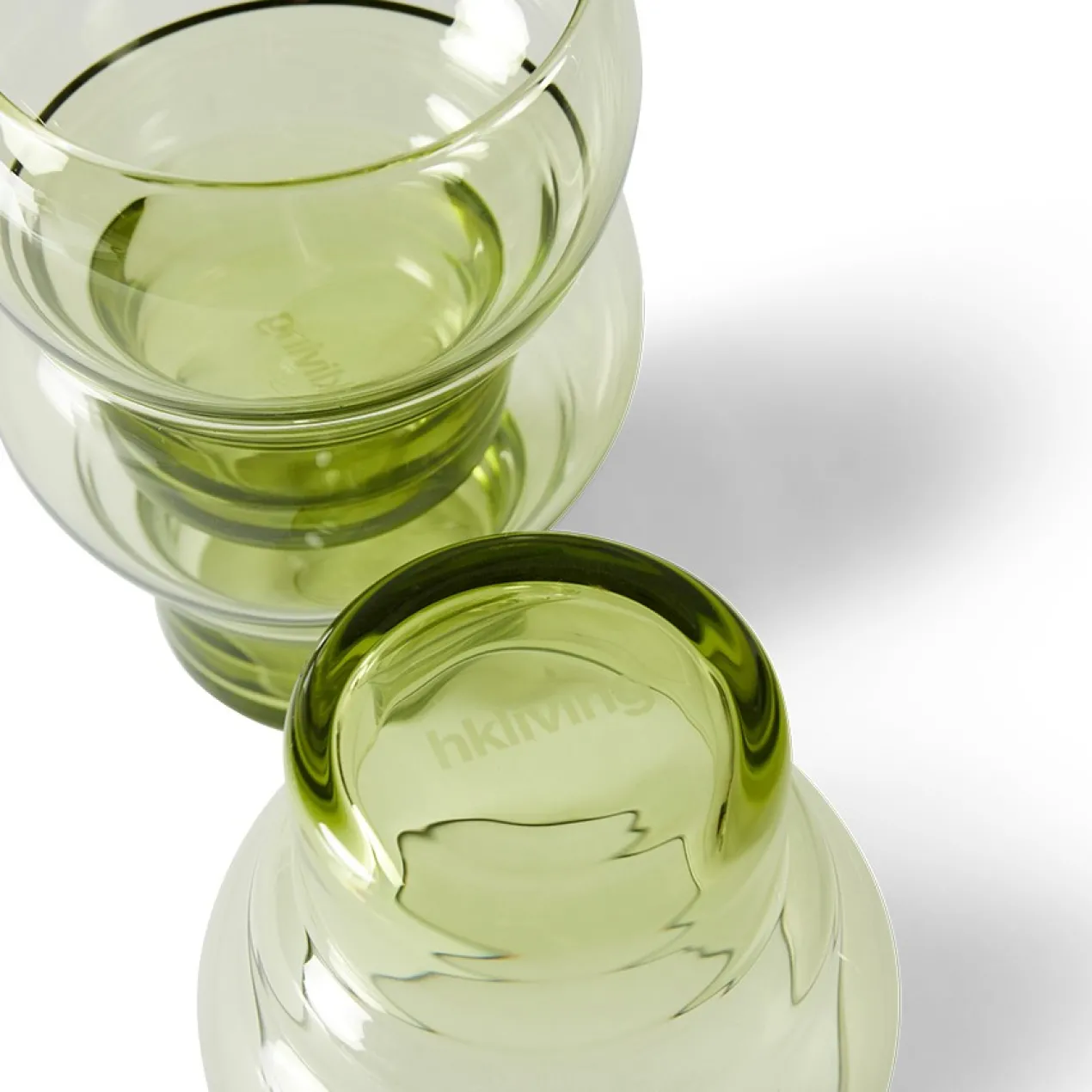 Servies 70's glassware bulb glasses mint green - set van 4