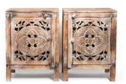 Set houten nachtkastjes mandala burned