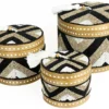 Set offermanden kraaltjes rond zwart/creme/wit