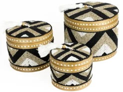 Set offermanden kraaltjes rond zwart/creme/wit