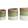Set seagrass plantenmanden groen-grijs/wit/naturel S+M+L