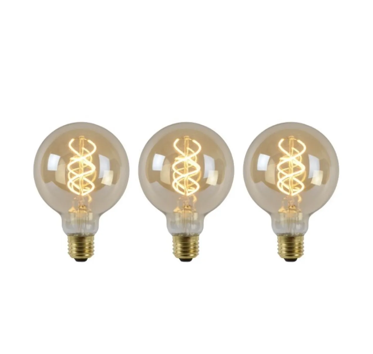 SET - 3X GLOBE 95MM SPIRAAL AMBER