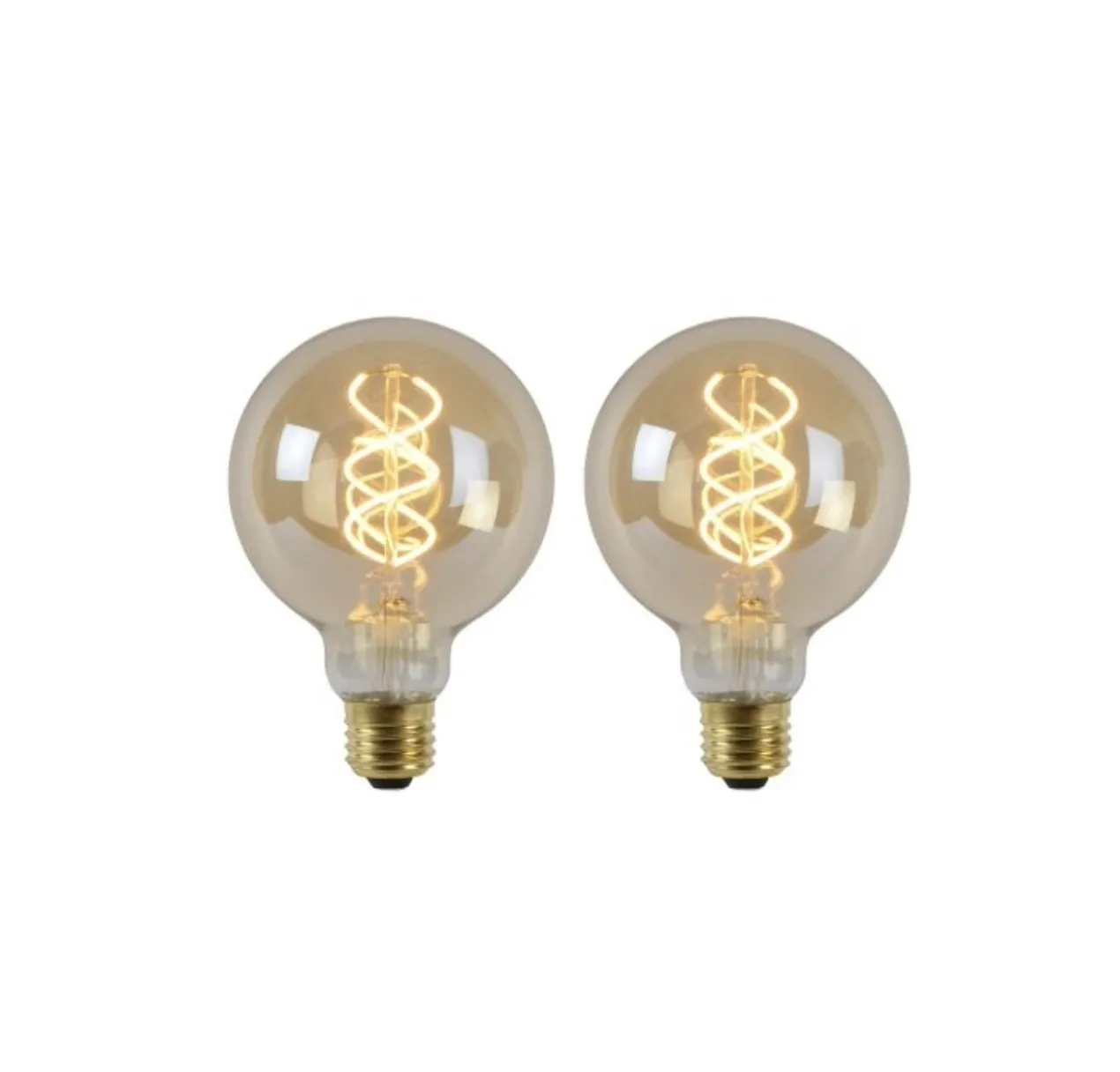 SET - 2X GLOBE 95MM SPIRAAL AMBER - 3 STEPS DIMMABLE