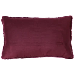 Sierkussen bont linnen bordeaux 57x37 cm
