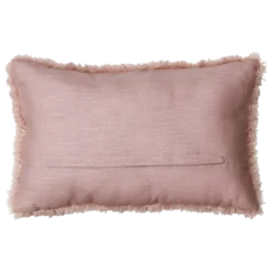Sierkussen bont linnen oud roze 57x38 cm