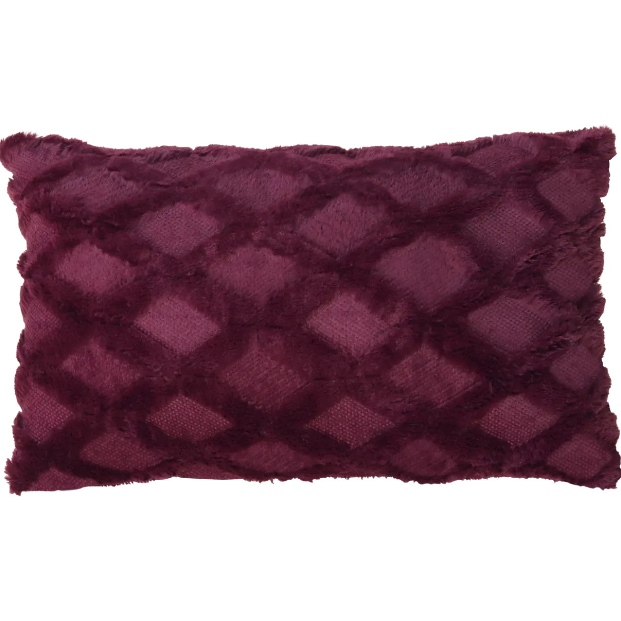 Sierkussen bont ruit bordeaux 56x36 cm
