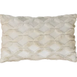 Sierkussen bont ruit ecru 56x36 cm