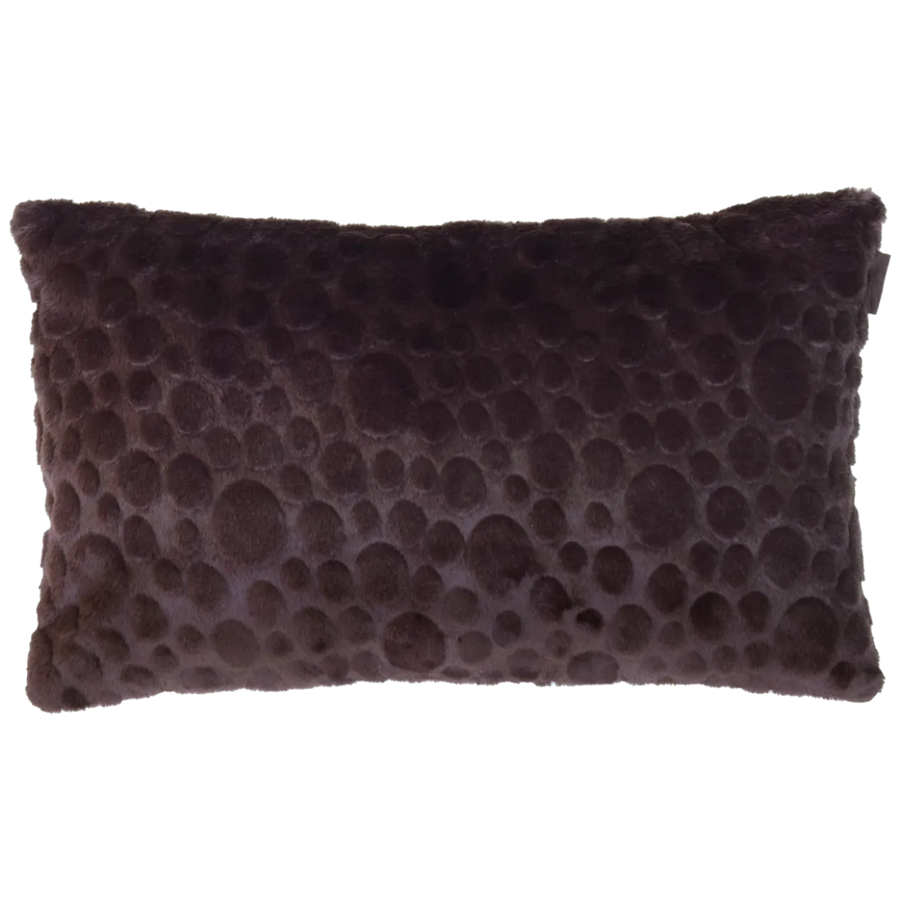 Sierkussen bont suede dot dark chocolate 57x37 cm