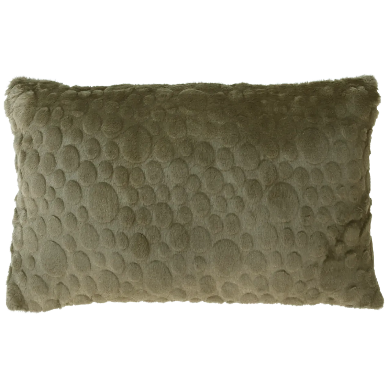 Sierkussen bont suede dot olijf 57x37 cm