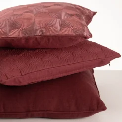 Sierkussen Geo Deco linnen aubergine 35x55 cm