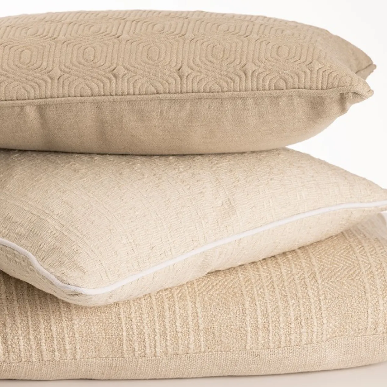 Sierkussen Geo Deco linnen natural 35x55 cm