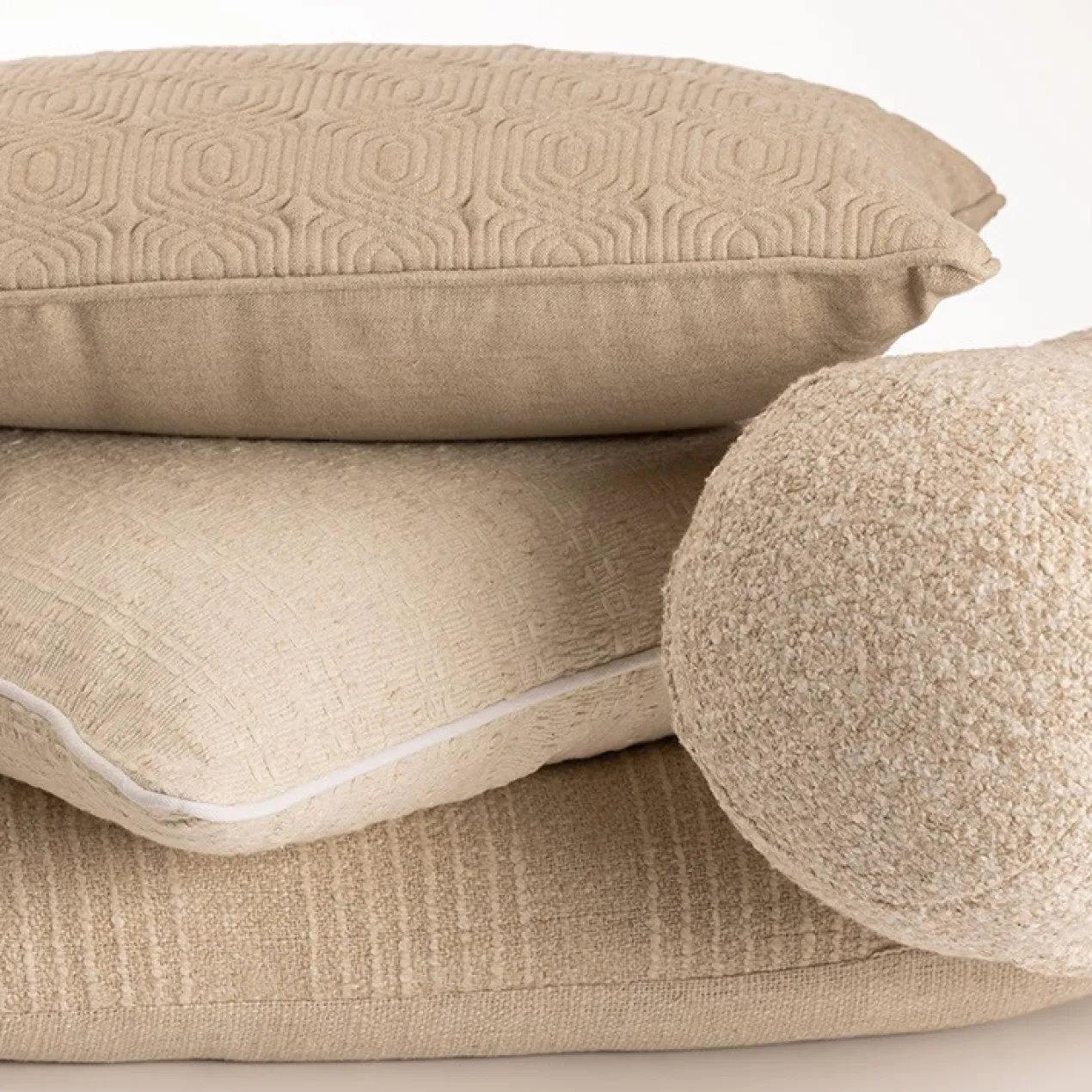 Sierkussen Geo Deco linnen natural 35x55 cm