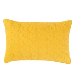 Sierkussen Geo Deco linnen ochre 35x55 cm