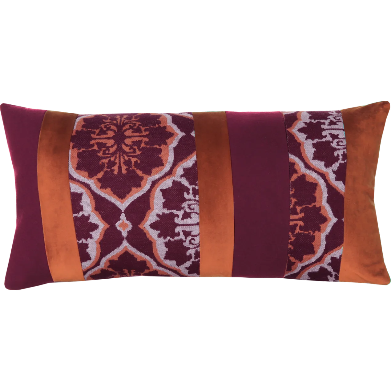 Sierkussen jacquard streep wine brick 64x35 cm