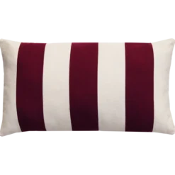 Sierkussen linnen streep bordeaux ecru 60x36 cm
