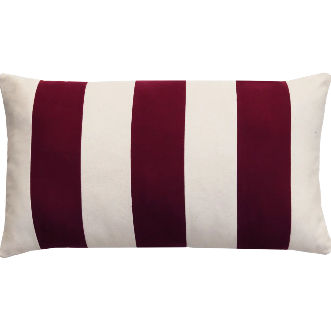 Sierkussen linnen streep bordeaux ecru 60x36 cm