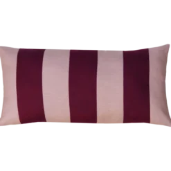 Sierkussen linnen streep bordeaux roze 64x33 cm
