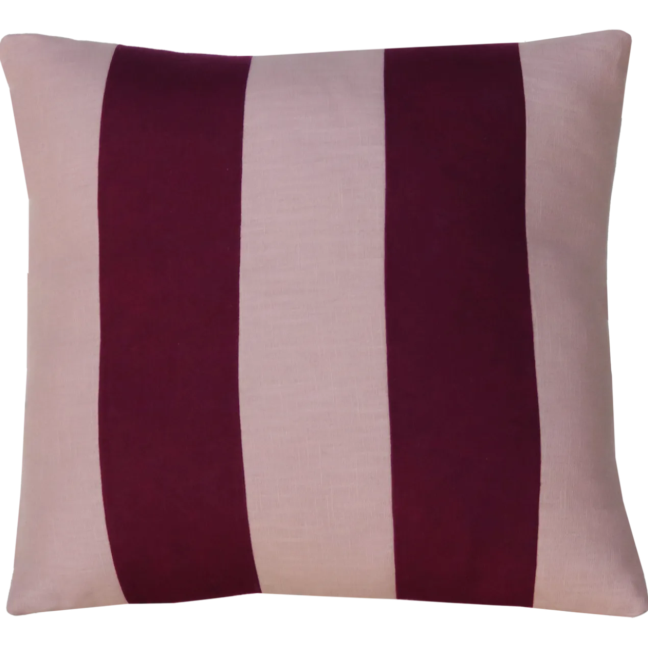 Sierkussen linnen streep bordeaux roze 45x45 cm