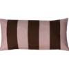 Sierkussen linnen streep dark chocolate roze 64x33 cm