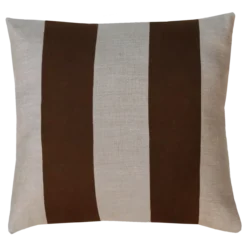 Sierkussen linnen streep dark chocolate zand 45x45 cm