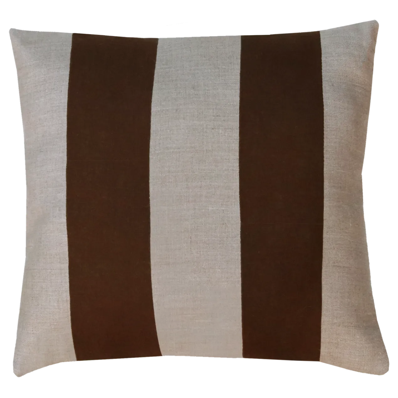 Sierkussen linnen streep dark chocolate zand 45x45 cm