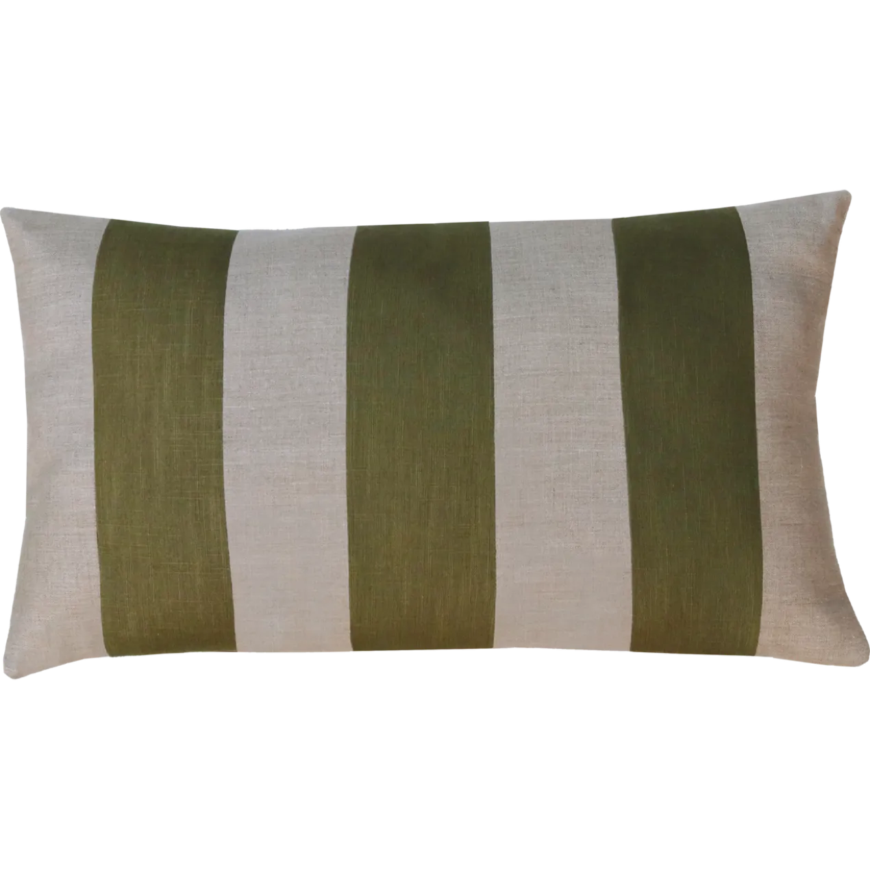 Sierkussen linnen streep olijf zand 64x33 cm