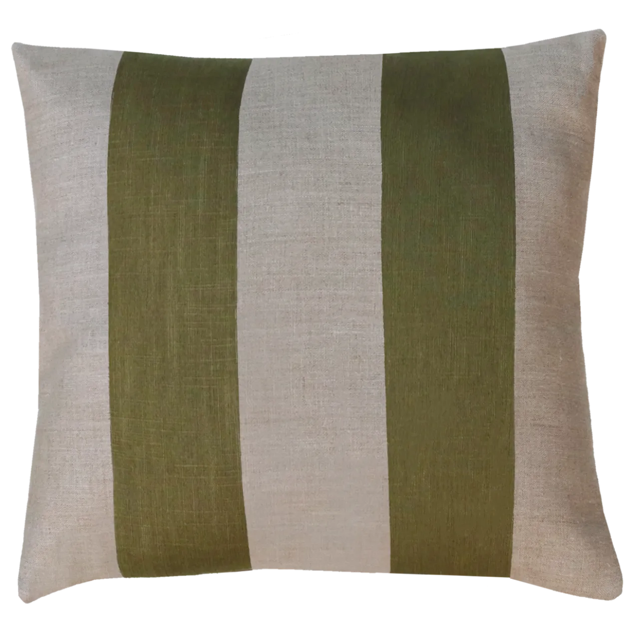 Sierkussen linnen streep olijf zand 45x45 cm