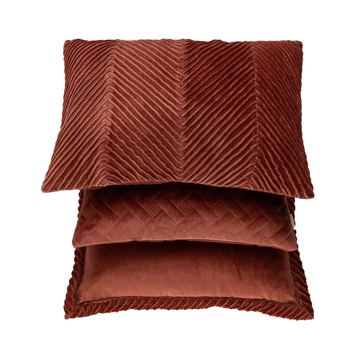 Sierkussen velours tucked allover mineral red