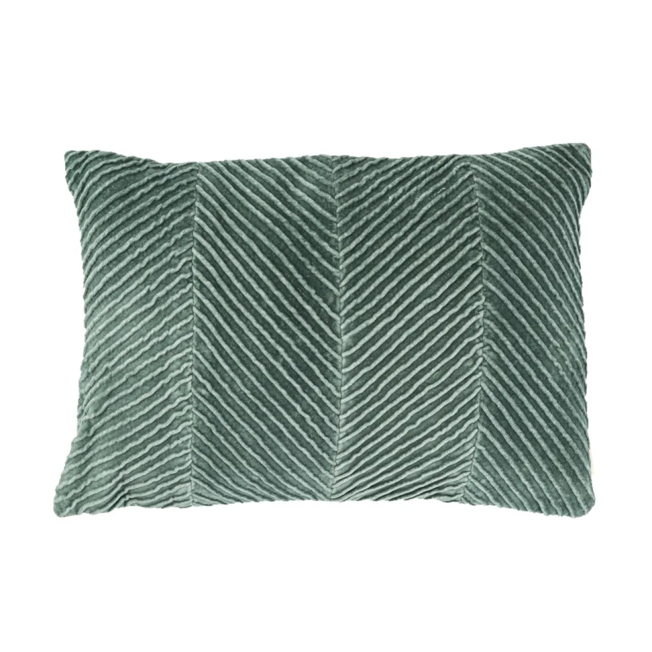 Sierkussen velours tucked allover seablue
