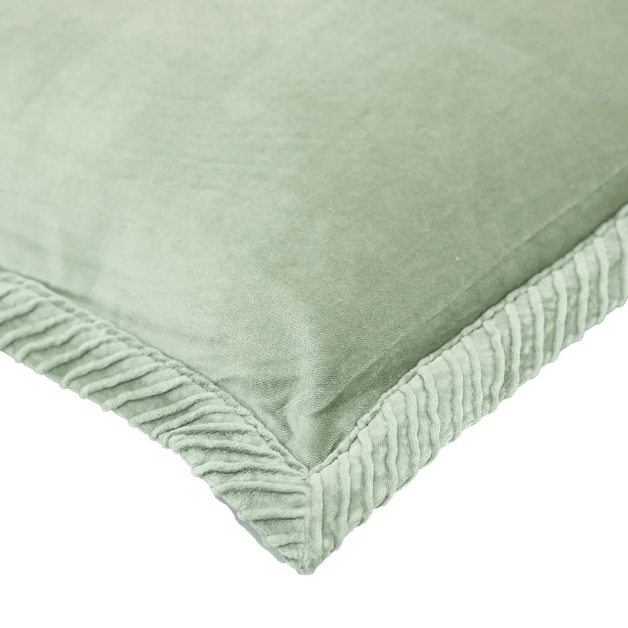 Sierkussen velours tucked border dewgreen