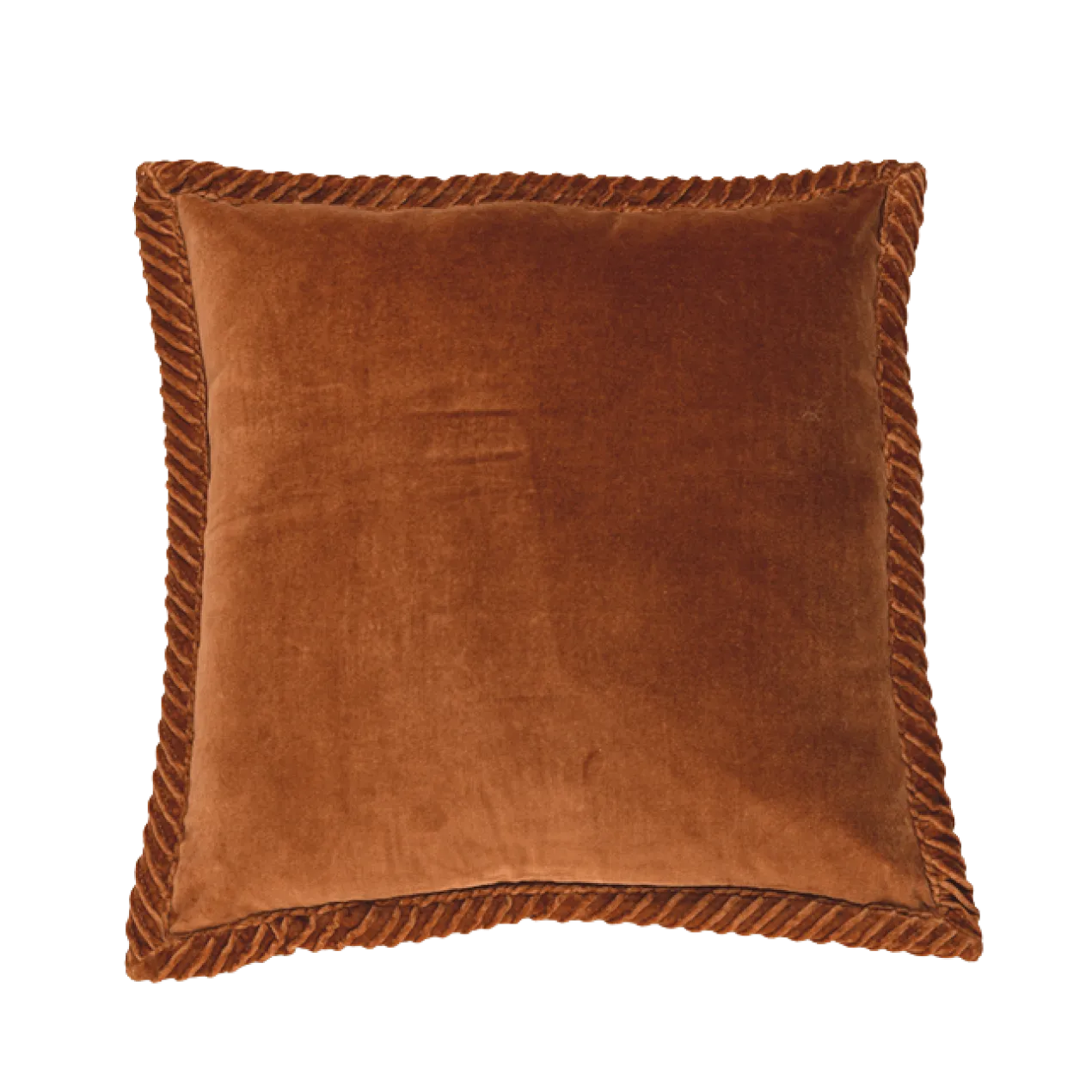Sierkussen velours tucked border caramel